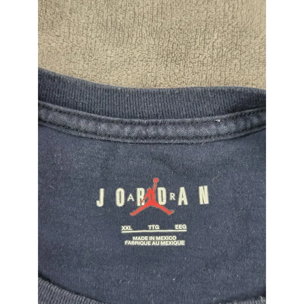 Jordan Size XXL Graphic Men's T-Shirt Blue Air Jordan Logo 100% Cotton C9